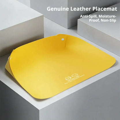PU Leather Pet Feeding Mat Spill Proof Waterproof Oil Resistant Non Slip Bowl Holder Easy Clean Floor Protector for Dogs Cats