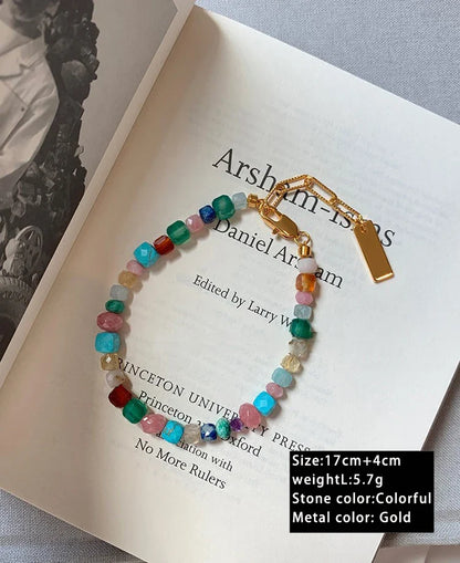 Imitate Colorful Natural Stone Beaded Necklace | Women's Sweet Fashion Jewelry Set with Pendant