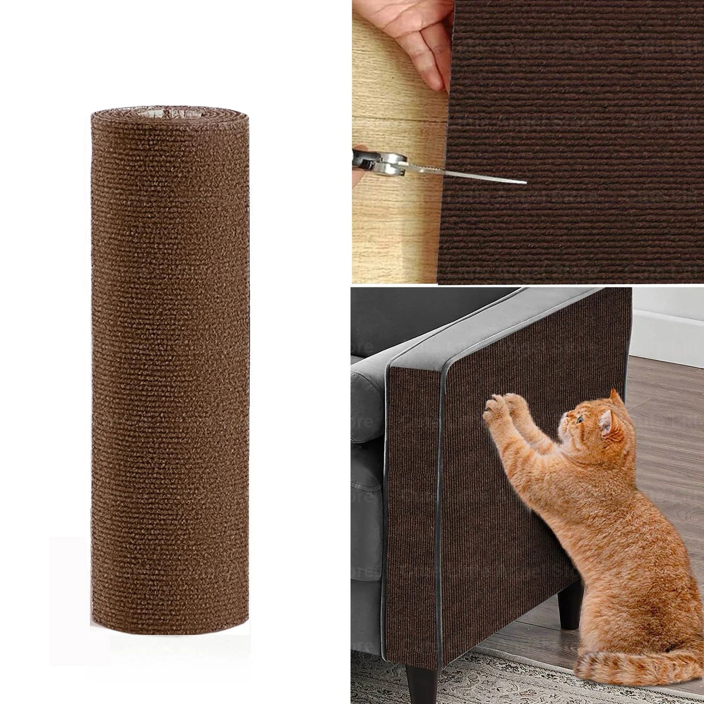 40x300cm Cat Scratcher Sofa Protector Cats Scratcher Pad Board Protection Trimmable Self-adhesive Carpet DIY Cat Scratch Mat