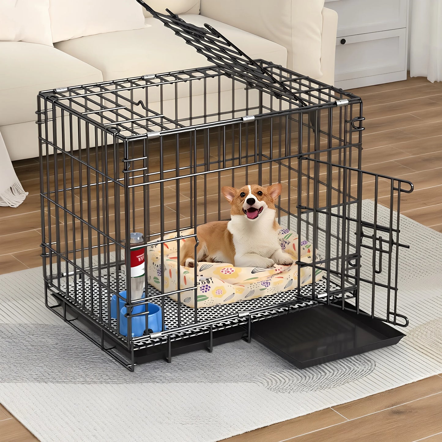Dog Cage, Small and Medium-Sized Dog, Pet Cage, Fence, Thickened, Large Dog, Household Folding Dog Bed, Car Cage, Cat Cage