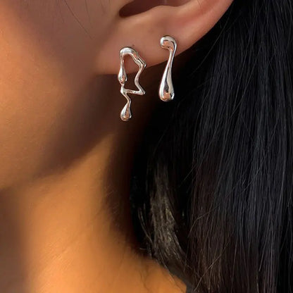 Gothic Punk Gold Flame Hoop Earrings for Women | Exaggerated Geometric Piercing Jewelry