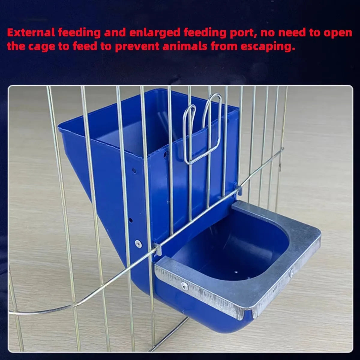 1Pc Blue Rabbit Feed Box Hopper Rabbit Cage Hanging Feed Trough Hamster Bunny Guinea Pig Eating Drinking Bowl Livestock Supplies