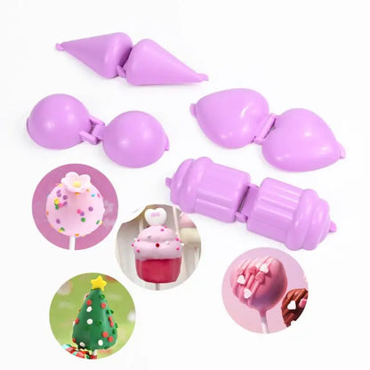 4pcs/set Lollipop Mold Set for Cake Pops and Candy Making | Round Heart Cone Cupcake Shapes