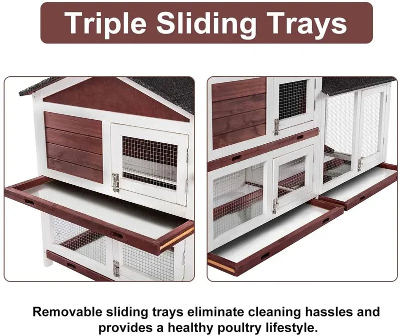 Outdoor Solid Wood Large Pet House Bamboo Rabbit House Cages Coop Wooden Rabbits Hutch