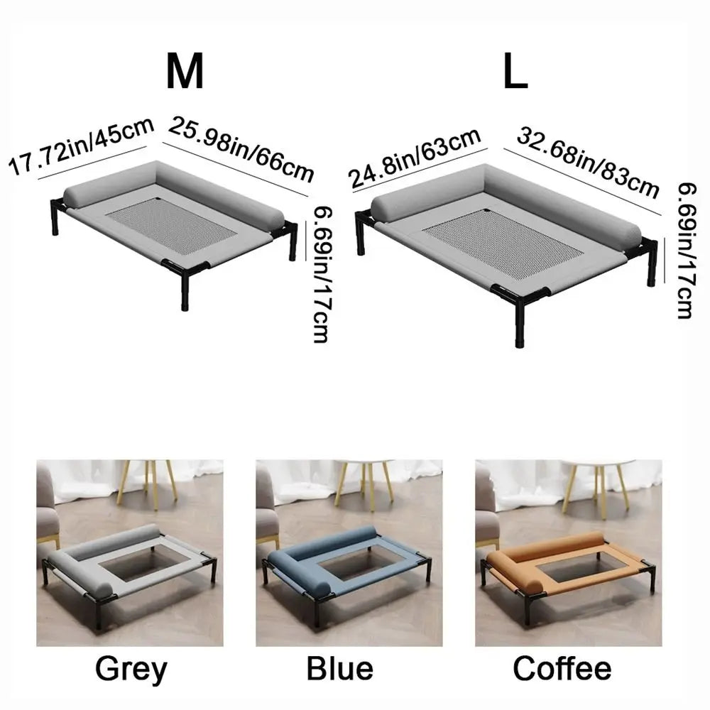 Pet Furniture Mesh Elevated Dog Beds Breathable Removable Raised Dog Bed with Pillow Outside Dog Bed Cat Patio Sunbathing
