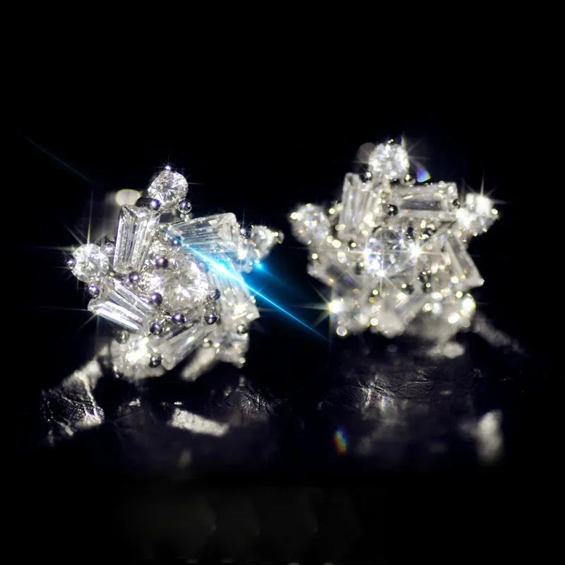 Huitan AAA CZ Stud Earrings for Women | Romantic Elegant Cubic Zirconia Jewelry in 7 Colors