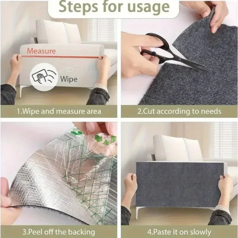 40x300cm Cat Scratcher Sofa Protector Cats Scratcher Pad Board Protection Trimmable Self-adhesive Carpet DIY Cat Scratch Mat
