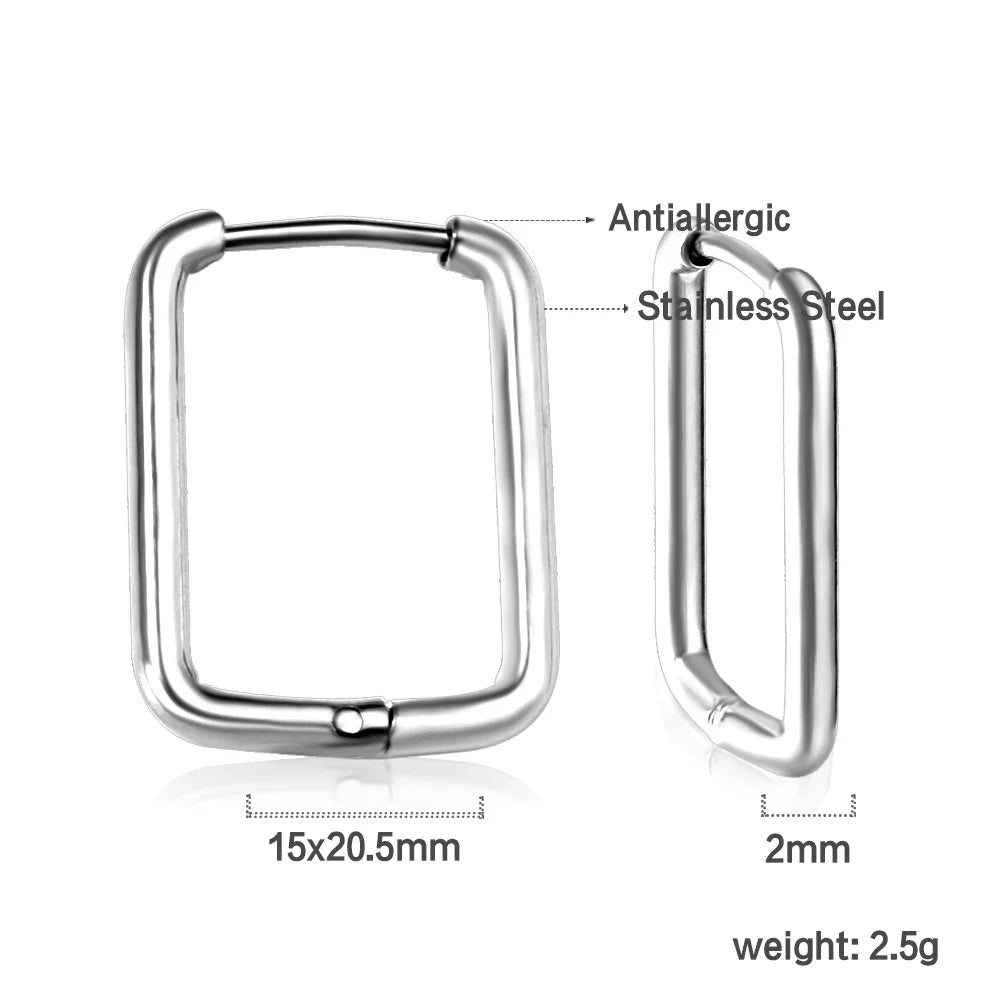 LUXUSTEEL U-Shaped and Geometric Hoop Earrings | Anti-Allergy Stainless Steel Earrings for Women and Men
