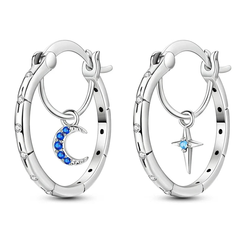 925 Sterling Silver Hoop Earrings with Zircon | Classic U-Shaped Women Jewelry