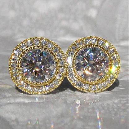 Huitan AAA CZ Stud Earrings for Women | Romantic Elegant Cubic Zirconia Jewelry in 7 Colors
