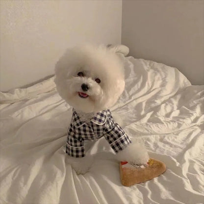 Pet Decoration Comfortable Ins Plaid Shirts Pet Clothing Elegant Fashion Dogs Pajamas Costume Cute Cat Dog Clothes Pet Parties
