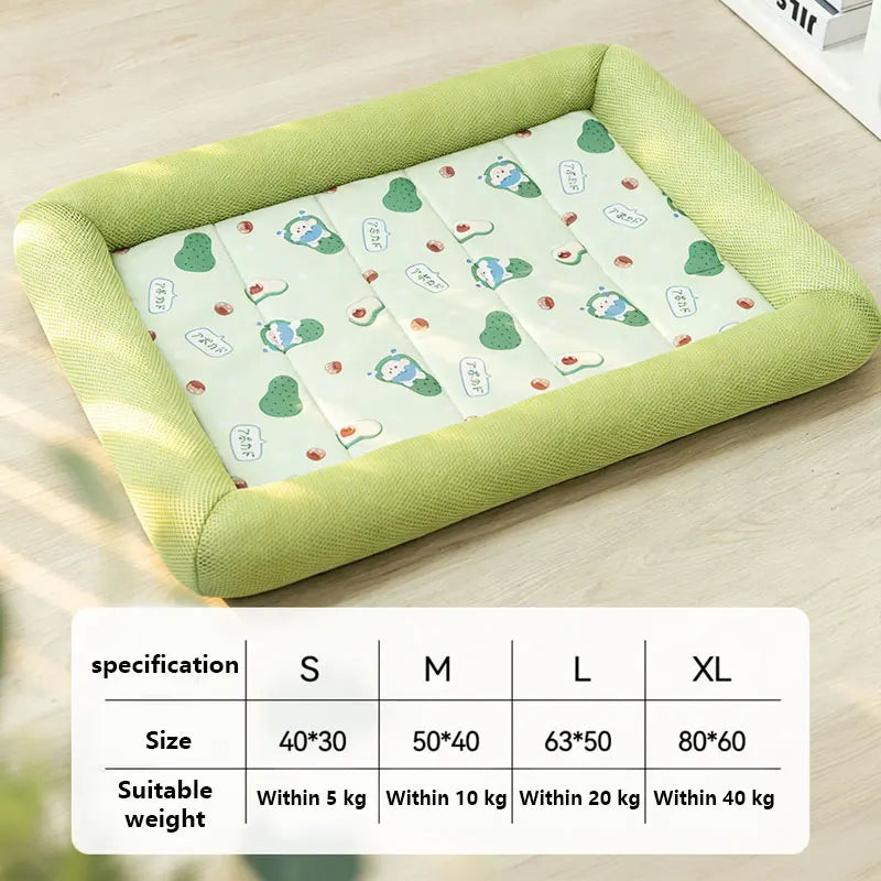 Summer Cooling Pet Dog Bed Breathable Soft Dog Sleeping Pad Neck-Protecting Washable Summer Pet Supplies for Dogs Cats Beds Mats