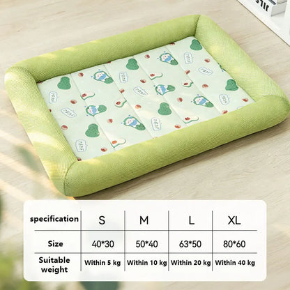 Summer Cooling Pet Dog Bed Breathable Soft Dog Sleeping Pad Neck-Protecting Washable Summer Pet Supplies for Dogs Cats Beds Mats