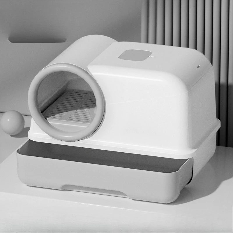 Cat Litter Box with Corridor & Drawer Design | Fully Enclosed Odor Control & Anti-Tracking Toilet | Easy-Clean Kitty Litter Pan