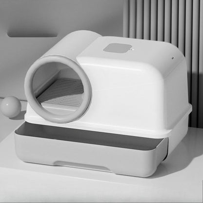 Cat Litter Box with Corridor & Drawer Design | Fully Enclosed Odor Control & Anti-Tracking Toilet | Easy-Clean Kitty Litter Pan