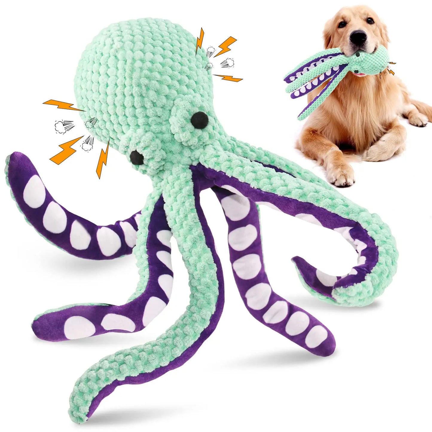 Pet Octopus Dog Toy,Indestructible Dog Toys for Aggressive Chewers,Squeaky Interactive Dogs Anxiety Toy for Small and Large Dogs