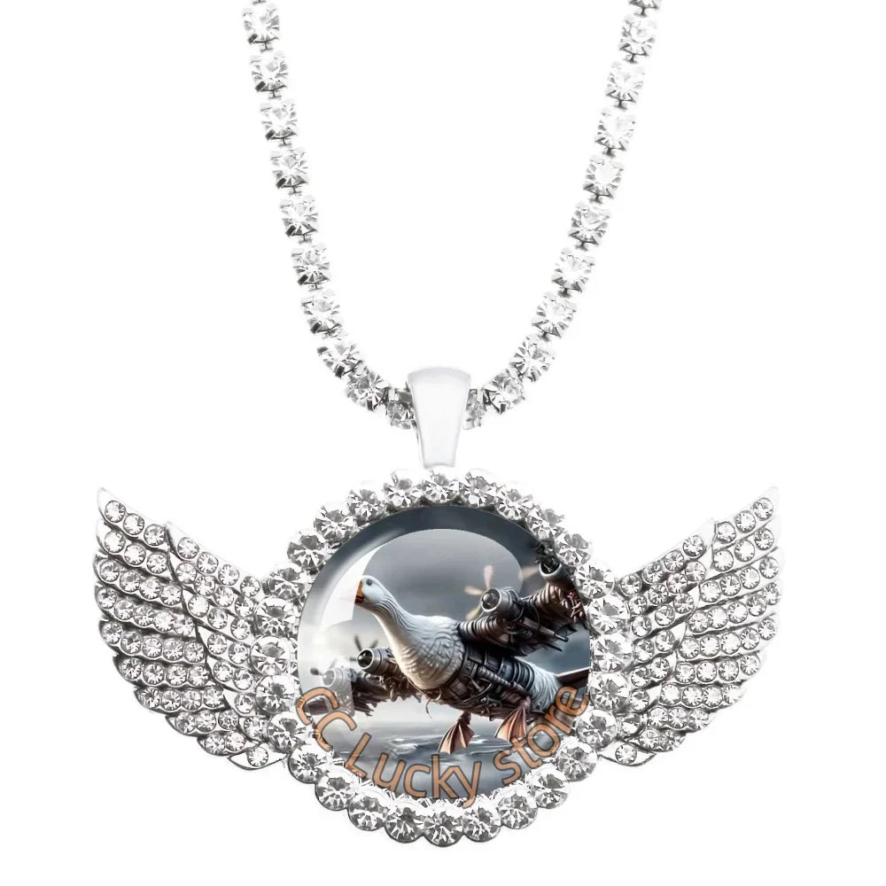 25mm Angel Wing Necklace | Italian Brainrot Pendant Funny Animal Jewelry Gift