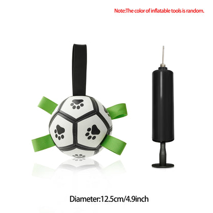 Dog Toys Soccer Ball with Straps, Interactive Dog Toys for Tug of War, Puppy Birthday Gifts, Dog Tug Toy, Dog Water Toy, Durable