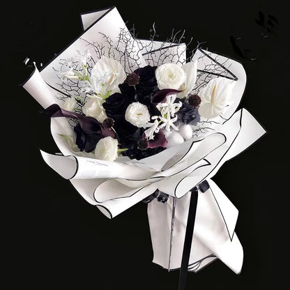 Florist Bouquet Wrapping Paper | 5 Pack Black and White Aristocrat Flower Wrap