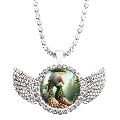 25mm Angel Wing Necklace | Italian Brainrot Pendant Funny Animal Jewelry Gift