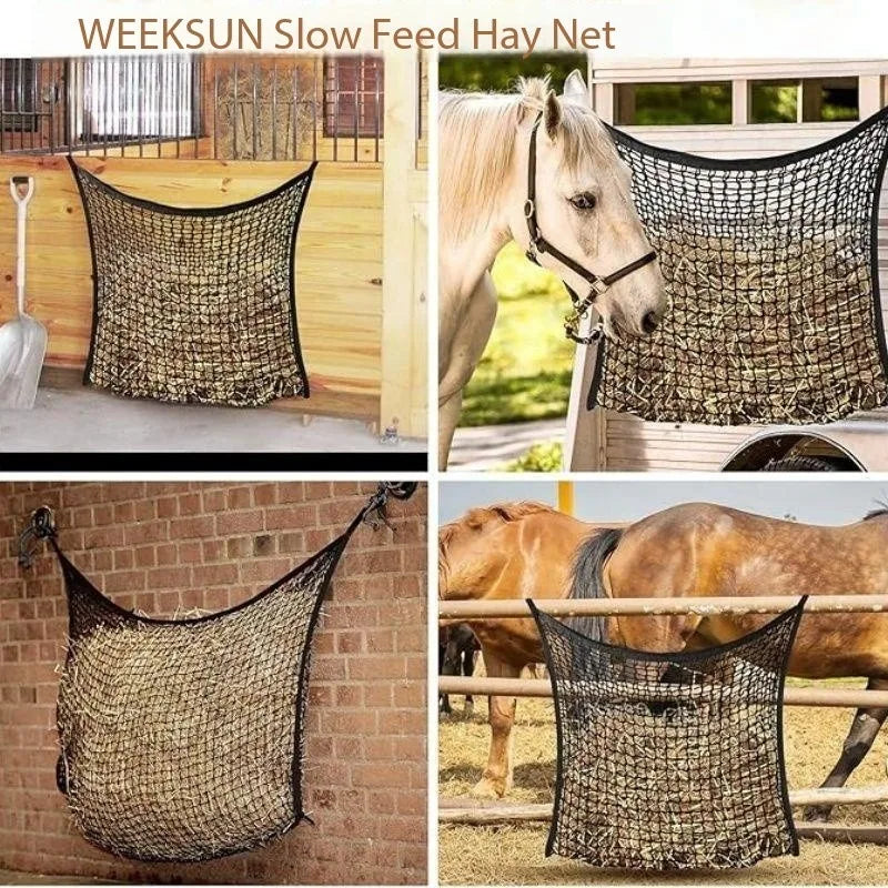 Hay Net for Horses Slow Feed Hay Bag for Horses Goat Sheep Large Capacity Hanging Hay Feeder Bag