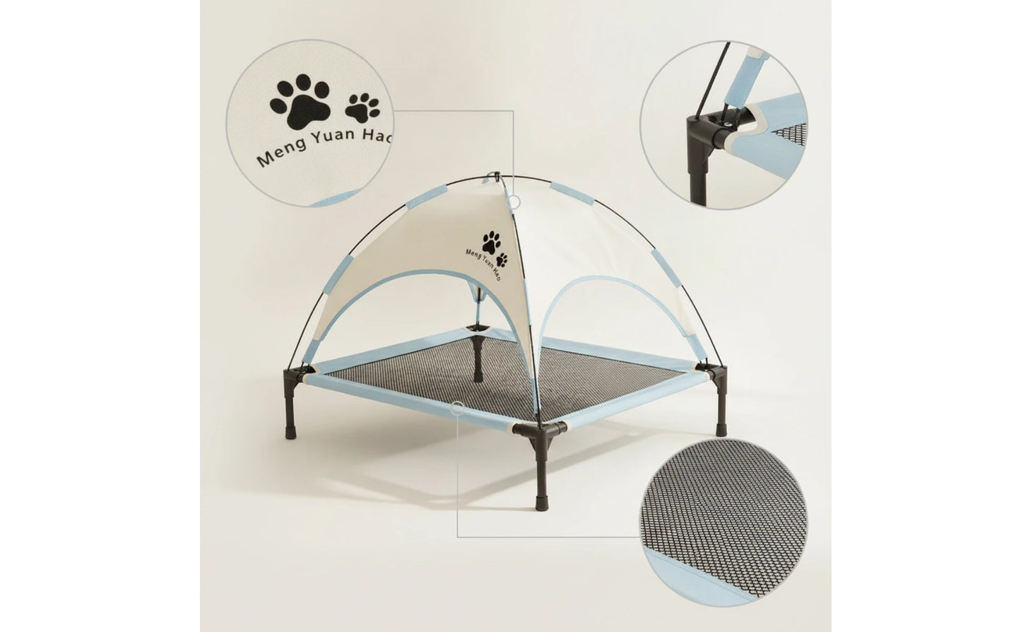 Pet Cot with Canopy Shaded Dog Bed with Sun Shade Tent Raised Dog Bed with Canopy Breathable for Pets, Backyard, Camping