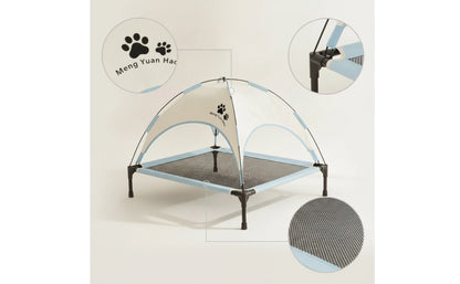 Pet Cot with Canopy Shaded Dog Bed with Sun Shade Tent Raised Dog Bed with Canopy Breathable for Pets, Backyard, Camping