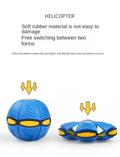 Dog Toys Outdoor Fun Toys Boy Girls Flying Saucer Ball Magic Deformation UFO with NO Led Light Flying Toys Decompression Gift