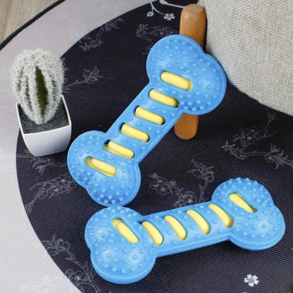 Dog Chew Toys for Aggressive Chewers, Squeaky Rubber Bone Toy, Interactive Pet Teeth Cleaning Toy for Small Medium Large Dogs