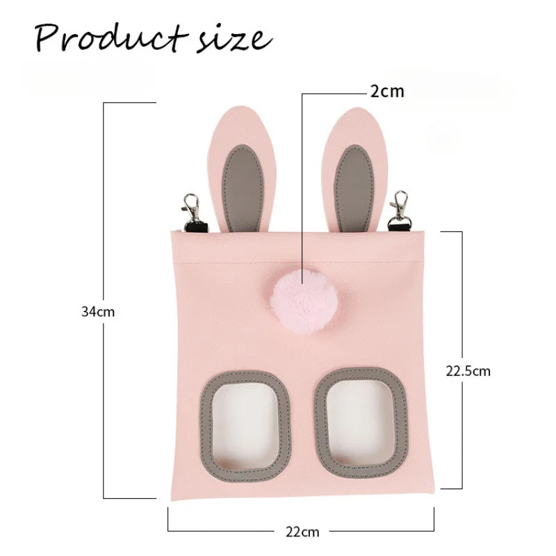 Rabbit Hay Feeder Bag - Adjustable Chew-Proof Foraging Pouch for Bunny/Chinchilla/Hamster Cages Hanging Hay Dispenser with Clips