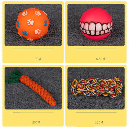 New Dog Toys Pet Ball Bone Rope Squeaky Plush Toys Kit Puppy Interactive Molar Chewing Toy for Small Large Dogs Pug Supplies