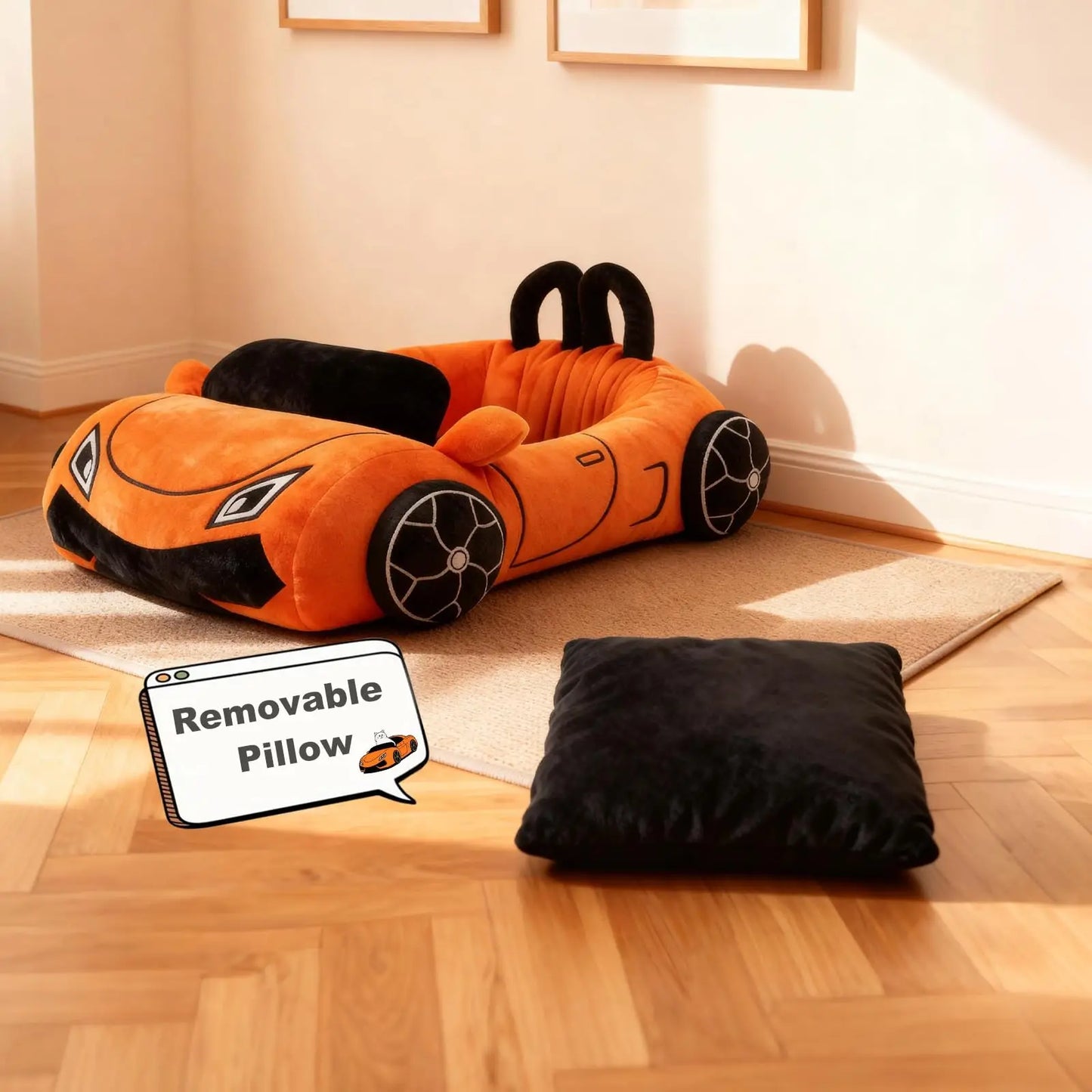 Supercar Cat Beds Kitten Bed Soft and Cozy Small Dog Beds with Pillow Washable Pet Mat for Puppy Kitty Funny Cats Toys Supplies