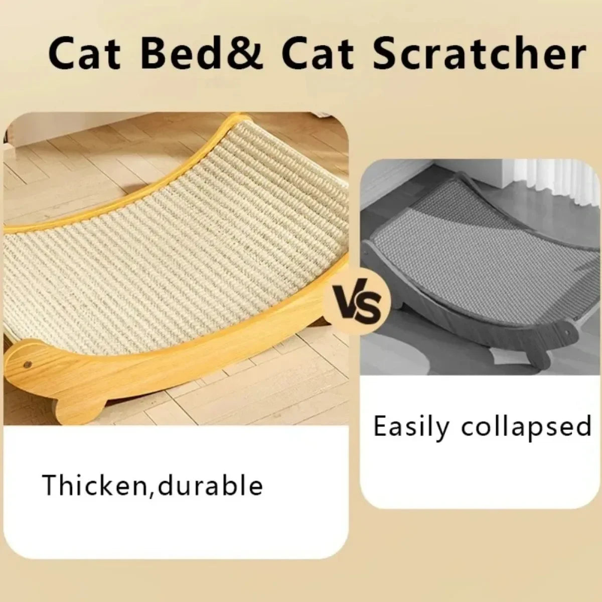 Wooden Cat Scratching Pad Detachable Wear-resistant Cat Scratch Board Multifunctional Cat Bed Grinding Claw Toy for Kitten