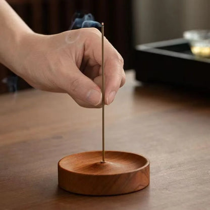 Solid Walnut Incense Burner | Handmade Wood Backflow Tea Ceremony Holder