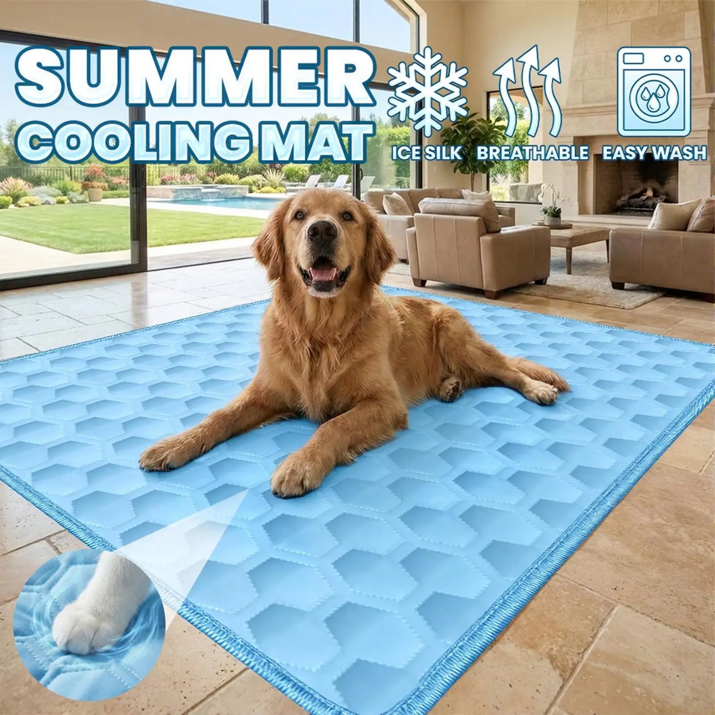 Pet Cooling Mat Chew-Resistant Cushion Pet Cats Bed Cooling Mat for Small Medium Large Breeds Animals Resting Camping Travel
