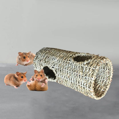 Hamster Grass Tunnel Durable Lightweight Tube Burrow House Straw Tunnel for Hamster Hedgehog Mice Ferrets Small Sized Animals