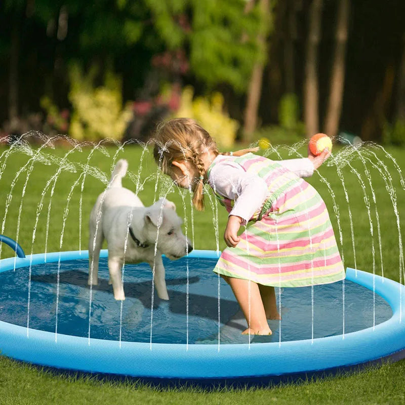 Pet Dog Water Spray Mat Pvc Inflatable Water Fountain Spray Mat Pet Bathing Mat Outdoor Water Play