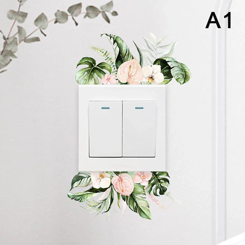 Plant Flower Switch Wall Sticker | Self-Adhesive PVC Wall Decal
