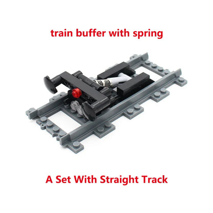 City Train Parts Buffer Stop Set | Railway Track End Model Compatible with 53401 Straight Track MOC RC Train Building Blocks