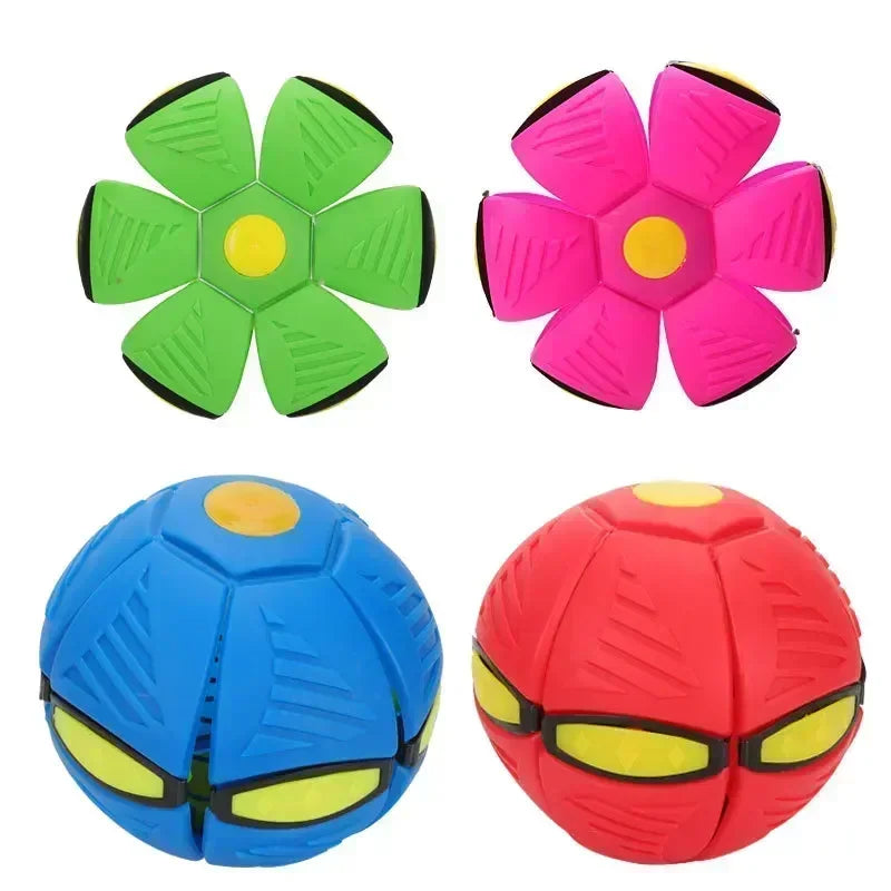 Dog Toys Outdoor Fun Toys Boy Girls Flying Saucer Ball Magic Deformation UFO with NO Led Light Flying Toys Decompression Gift