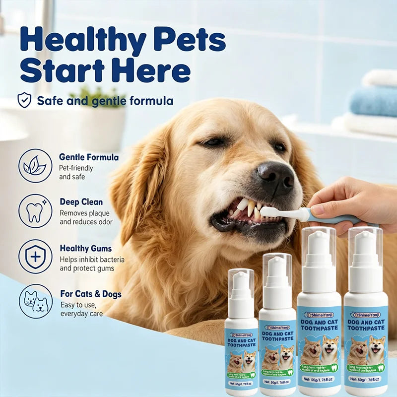 Pet Toothpaste – Pet Oral Care, Mint Flavor for Cleaning Teeth, Controls Plaque and Tartar, Suitable for Puppies and Adult Dogs,