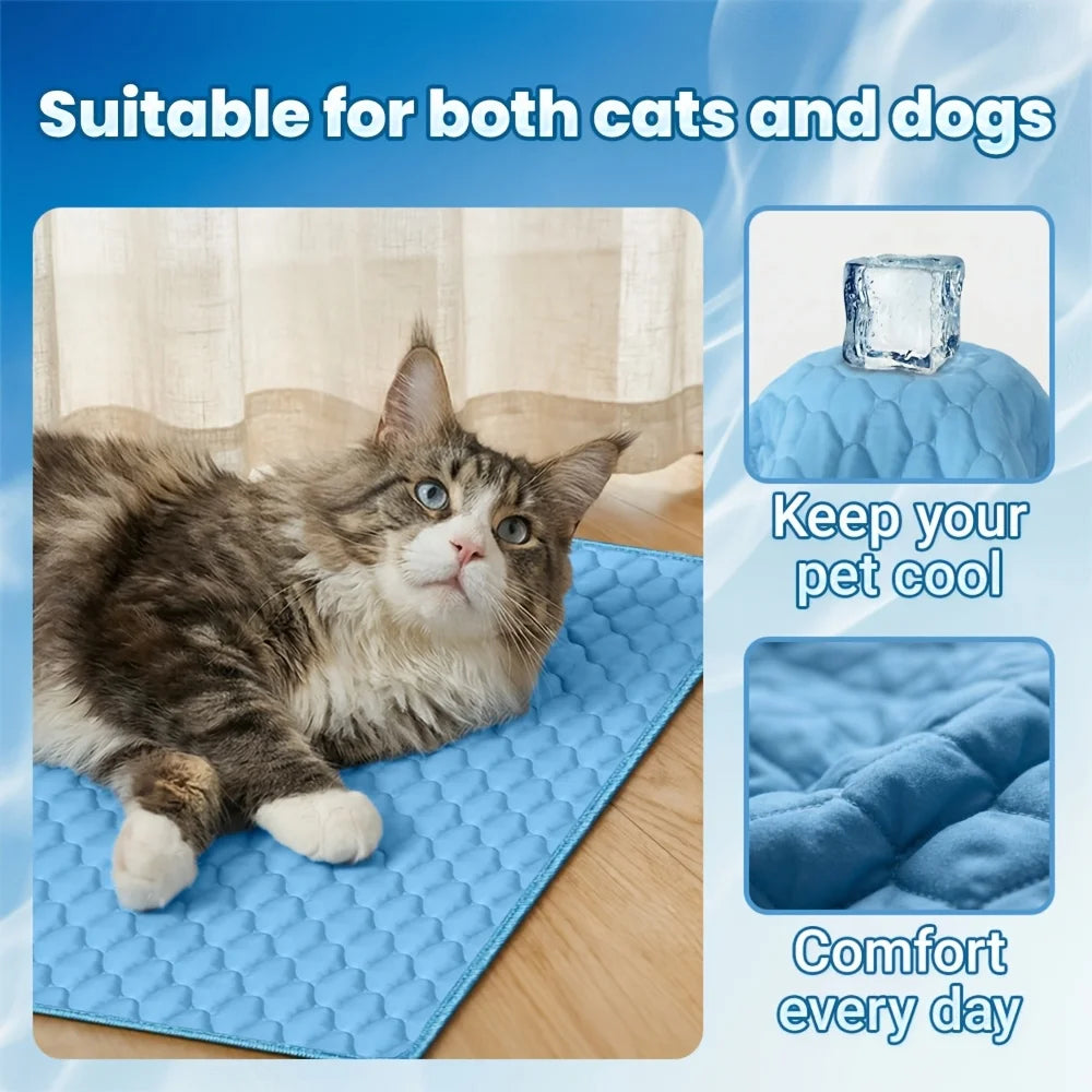 Pet Ice Mat Cooling Pet Bed Summer Cool Pad for Dogs Cats Breathable Waterproof Pet Mat Indoor Outdoor Pet Sleeping Cushion