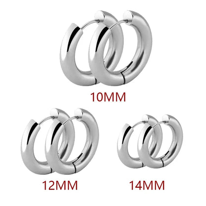 2pc Stainless Steel Small Hoop Earrings | Unisex Punk Hip Hop Huggie Earrings
