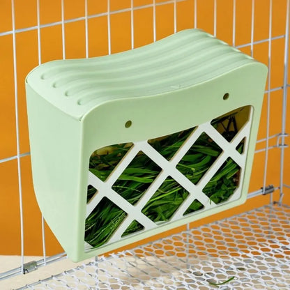 Hanging Rabbit Hay Feeder Anti-tipping Large Capacity Rabbit Grass Rack with Lid Fixed Bunny Food Feeder Hamster Cage