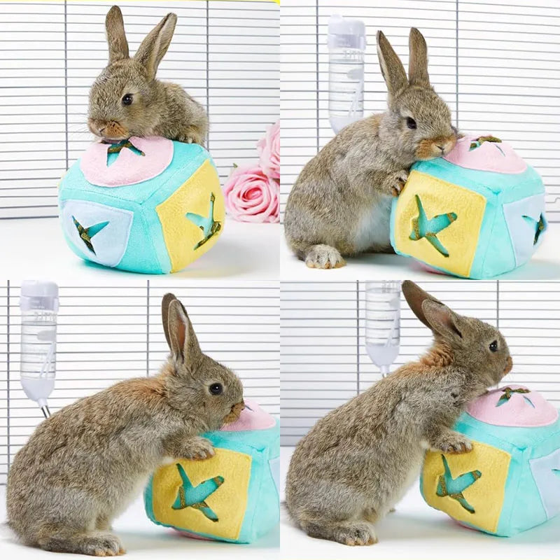 Large Rabbit Foraging Toy with Bell Washable Puzzle Feed Game Rabbit Toy for Bunnies Bunny Enrichment Toys Rabbit Toys