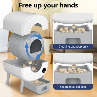 Large Capacity Self Cleaning Cat Litter Box, App Control & Safety Protection For Cats, Customized