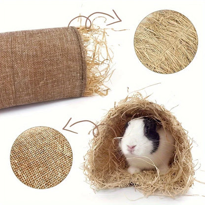 Hideaway Grass Rabbit Hideout Bunny Hideaway Hut Guinea Pig Linen Durable Tunnel with Small Animal Activity Toys