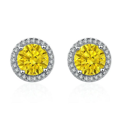 925 Sterling Silver Stud Earrings | Zircon and Colored Gemstone Elegant Jewelry