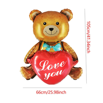 Love Heart Bear Balloon with Stand | Valentine's Day Decor