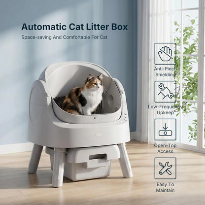 Automatic Litter Box, Self Cleaning Litter Box for Cats, Large Capacity Waste Bin, Open-Top Design, Low Noise Quiet, Custom
